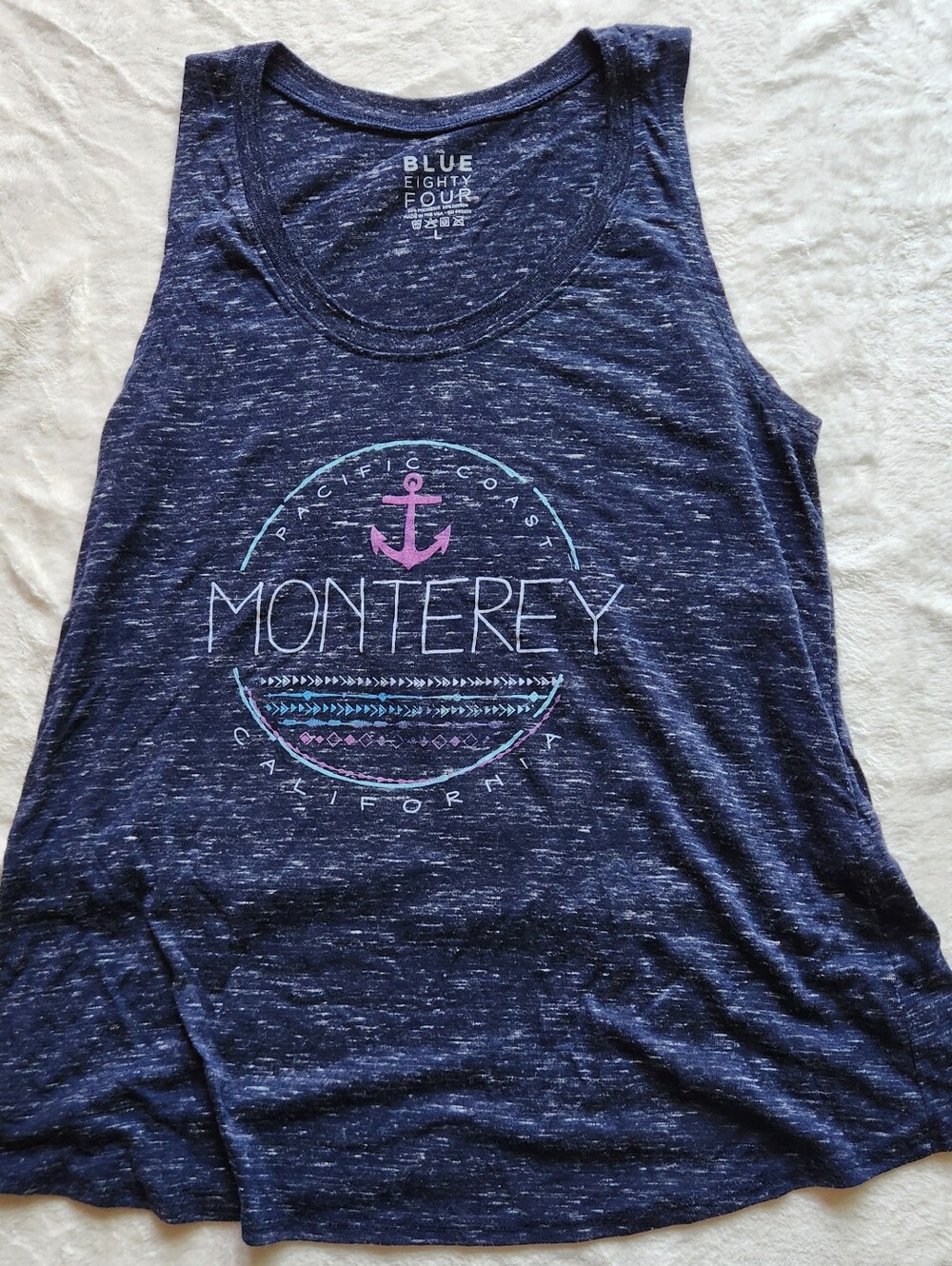 Navy Blue Monterey CA Graphic Tank Top